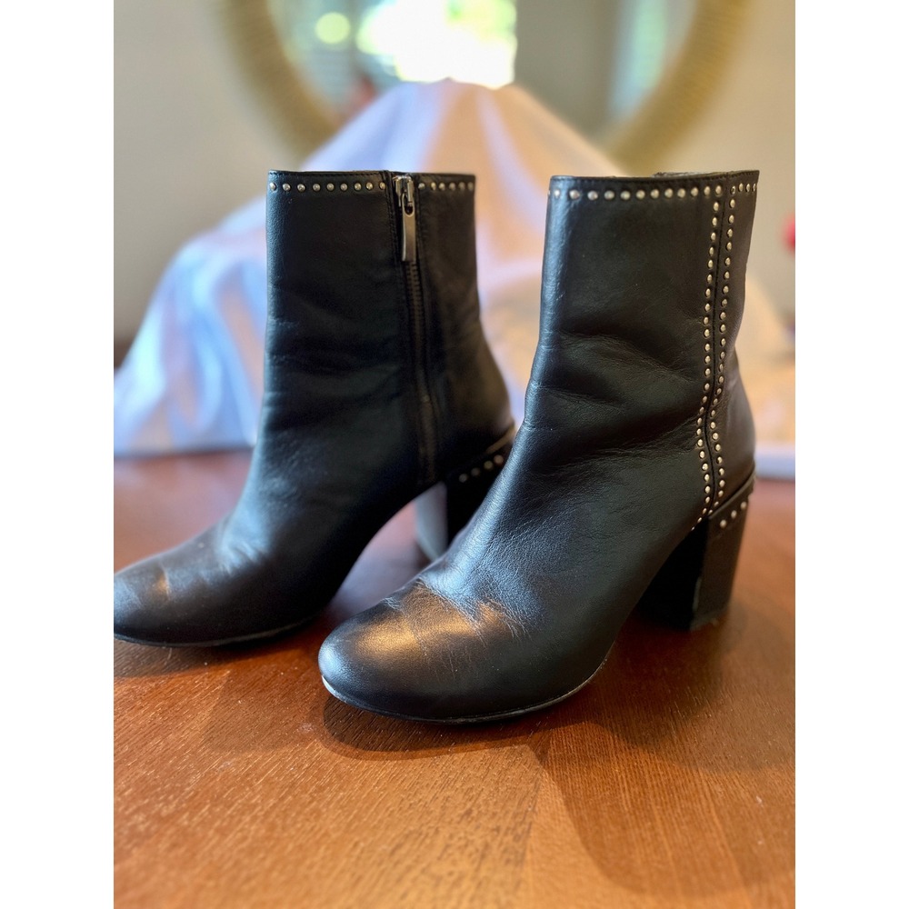Thursday Boot Co Rein Black Leather Studded Ankle Boots Womens Size 6.5 Block